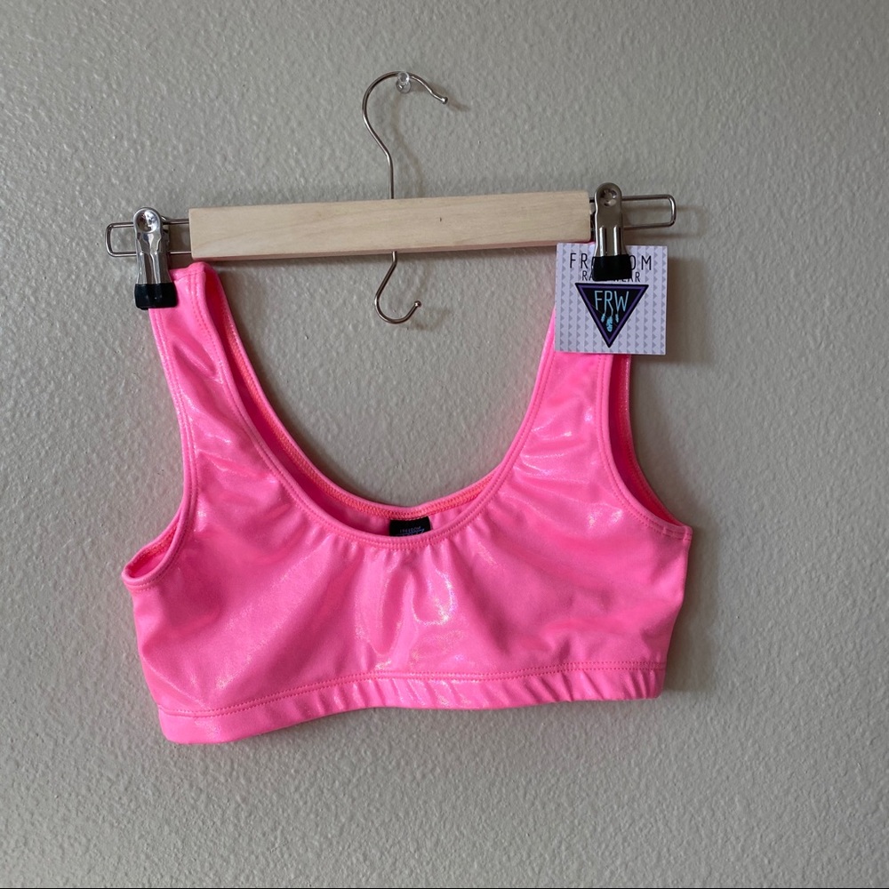 Pink iridescent freedom rave wear top